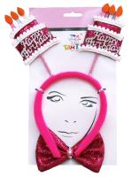 Набор аксессуаров ободок с тортами 24х18см и бабочка 11х8см розовый