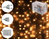 Гирлянда-занавес 3,0м h2,5м 480 ламп LED, прозрач.пров, 8 реж, IP-20 Теплый белый (возможность соеди