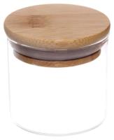 Банка стеклянная Хай-Тек 100мл 6,5х7см для продуктов с бамбуковой крышкой 