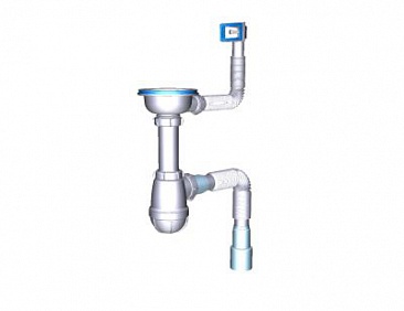 Сифон для мойки 3 1/2*40 с переливом с гибкой трубкой 40*40/50 белый