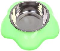 Миска пластиковая Цветок с металической чашкой Цвет: зеленый
