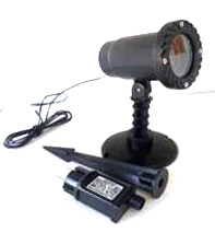 Фонарь-проектор светодиодный уличный Разноцветные снежинки дистанция 5м провод 5м черный