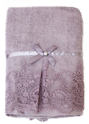 Полотенце махровое 64х130см 430гр/м цвет фиолетовый (диз.4)