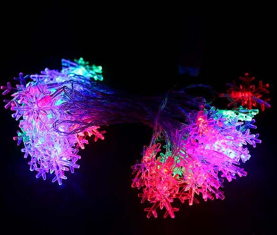 Гирлянда светодиодная на батарейках 3.5м 20 ламп мультиколор ("Снежинки" // SYDB-0419126)