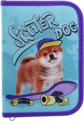 Пенал ОНИКС 190х130мм 1 отделение ткань (Skater dog)