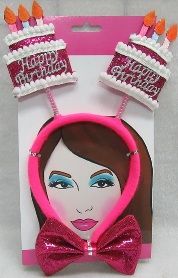 Набор аксессуаров ободок с тортами 24х18см и бабочка 11х8см розовый