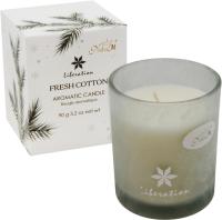 Свеча ароматическая Зимняя сказка 95гр Размер: d6,1см h7,3см Аромат: свежесть хлопка Цвет: белый п/у