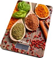 Весы кухонные SAKURA до 8кг электронные Специи темное дерево