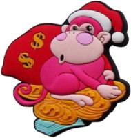 Магнит Обезьянка с мешком денег 6х0.5х5.5см