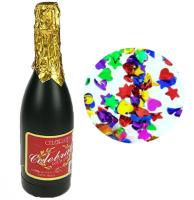 Пневмохлопушка в форме бутылки с конфетти в виде сердечек С праздником! 33см