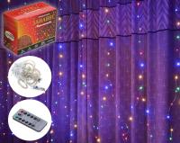 Гирлянда-занавес Бриллиант 3м h3м 300 ламп LED, 8 реж с подвесами и пультом д/у, IP-40 Мультицвет