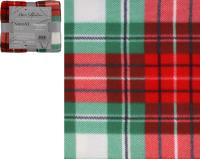 Покрывало постельное декоративное, флисовое Клетка 130х150см пл.160г/м2 Цвет: красный+зеленый