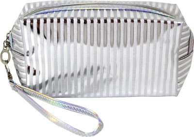 Косметичка Стильная полоска 18х9х10см ПВХ (Цвет: серебро)