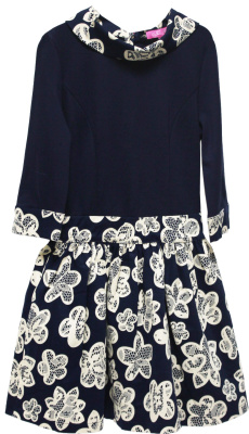 Платье для девочки Незабудка  (р.21 рост 146-152 бежево-синий)