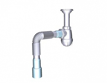 Сифон для кухни c удлиненым горлом 1/2х40 и гибкой трубой 40х40х50