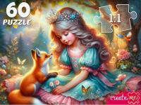 Пазлы 60 элементов Принцесса с лисичкой