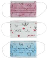 Маска одноразовая защитная 3-х слойная нетканое полотно 145х93мм детская