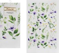 Хлопковое кухонное полотенце акварельные цветы 38x63см с цветочным дизайном