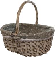 Корзина овальная 41х34х16см с ручкой и с тканевым чехлом, ротанг