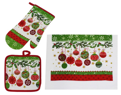 Набор для кухни 3 предмета подставка под горячее, варежка, полотенце (F9315-2)