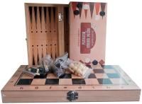Игра настольная 3в1 Шахматы, нарды, шашки (дерево) 34х17х3.5см