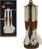 Кухонные принадлежности с подставкой h40см, 7 предметов Цвет: молочный