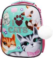 Рюкзак школьный CENTRUM Коты и лапы 39х29х17см, каркасный