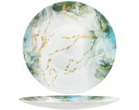 Белая тарелка обеденная из упрочненного стекла green sky d25.5см с рисунком