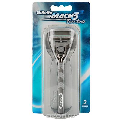 Станок GILLETTE Mach3 Turbo с 2 сменными кассетами