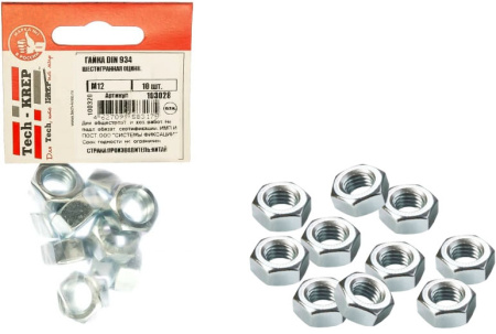 Гайки Tech-KREP DIN934 М12 10шт 6-гранные оцинкованные