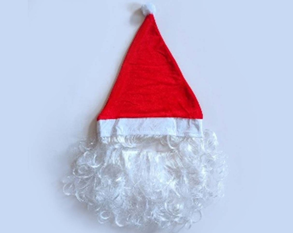 Колпак новогодний с бородой Размер: 56 Цвет: красный