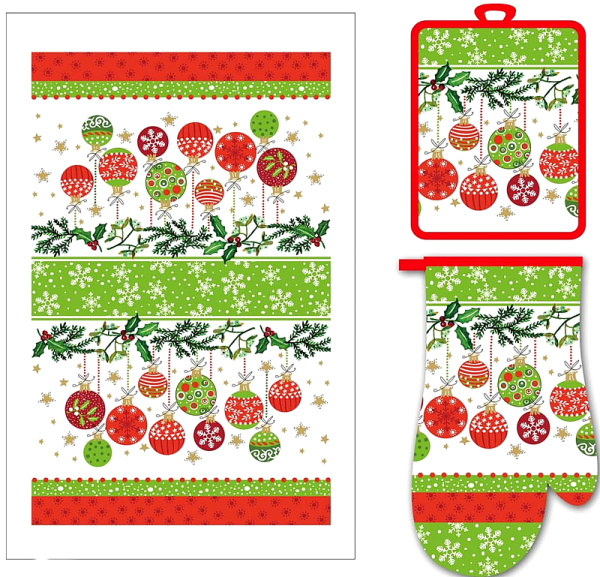 Набор для кухни 3 предмета подставка под горячее, варежка, полотенце