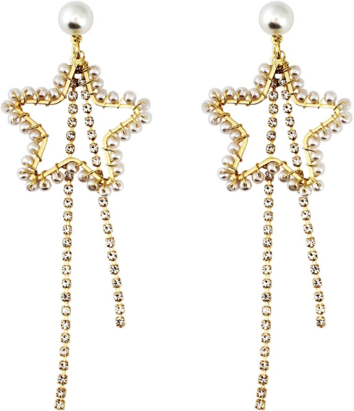 Серьги гвоздики висячие Звезда Цвет: золото