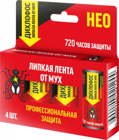 Лента липкая от мух ДИХЛОФОС Нео 4шт 