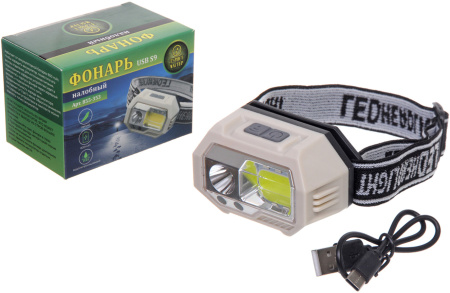 Фонарь налобный 7 режимов COB+4LED аккумуляторная батарея 800mAh USB S9