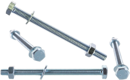 Болты Tech-KREP DIN933 М6х80мм 4шт 6-гранная головка оцинк, гайка, шайба