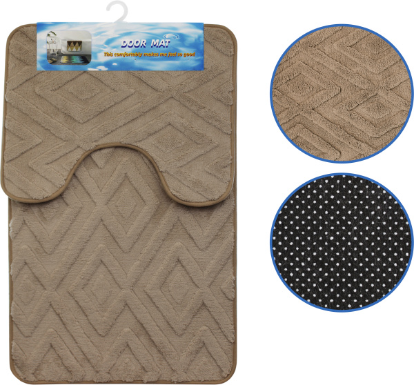 Коврики для ванной и туалета Ромб Размер: 50х80см, 50х40см Цвет: бежевый