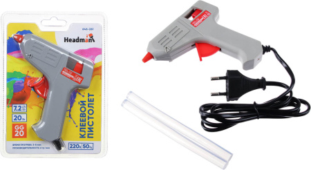 Пистолет для горячего склеивания HEADMAN GG-20 20Вт 7мм+2стержня