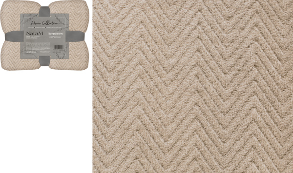 Покрывало постельное декоративное Ёлочка, фланелевое 200х220см плотность 250г/м2  (Цвет: бежевый)