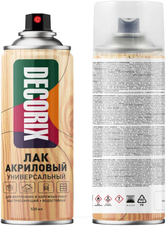 Лак аэрозольный DECORIX 520мл бесцветный глянцевый