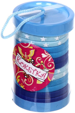 Резинки для волос 12шт Кокетка Узор сине-голубые в тубе