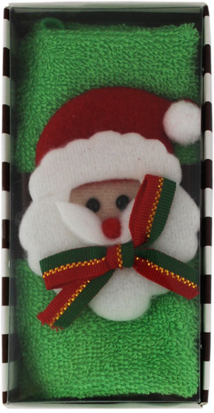 Полотенце Санта Клаус размер 30х30см 100% хлопок, плотность 300гр/м2 Вес 27гр п/у (цвет: зеленый.)