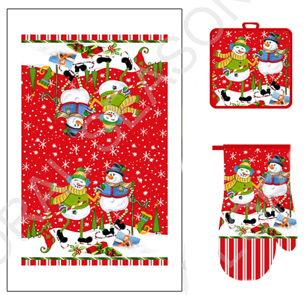 Набор для кухни 3 предмета подставка под горячее, варежка, полотенце