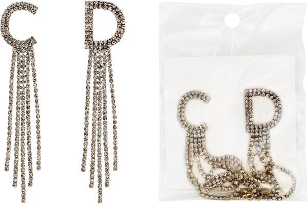 Серьги гвоздики подвески CD Цвет: золото