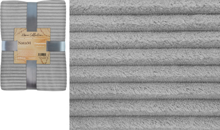 Покрывало постельное декоративное Полоска фланелевое 180х200см плотность 250г/м2 (Цвет: серый)