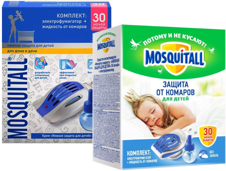 Фумигатор MOSQUITALL Нежная защита для детей комплект фумигатор+жидкость 30 ночей