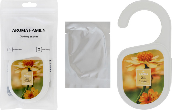 Саше ароматическое Размер: 14,5х7см пластина, футляр-крючок  (Токайский цитрус)