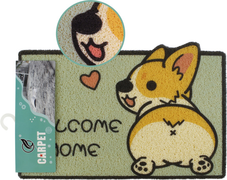 Коврик интерьерный Принт Корги 40х60см  (Цвет: ментол)