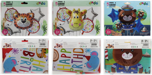 Шары воздушные фольгированные Забавные животные 5шт в наборе