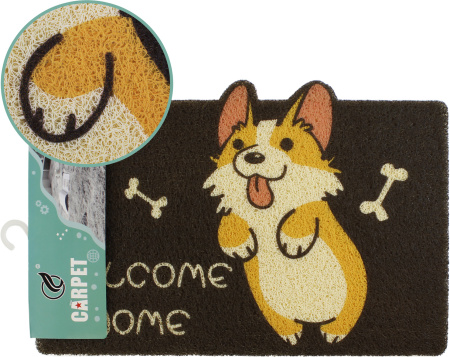 Коврик интерьерный Принт Корги 40х60см  (Цвет: темно-коричневый)